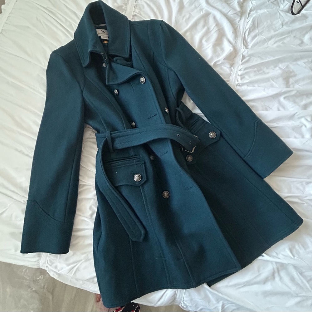 Women's Teal Double-Breasted Coat